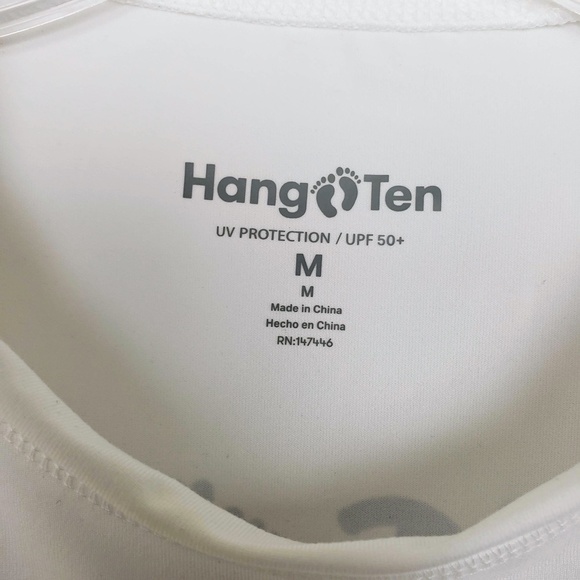 Men's Hang Ten White Crew Neck Long Sleeve UPF 50+ Quick Dry Graphic T-Shirt - Picture 5 of 9